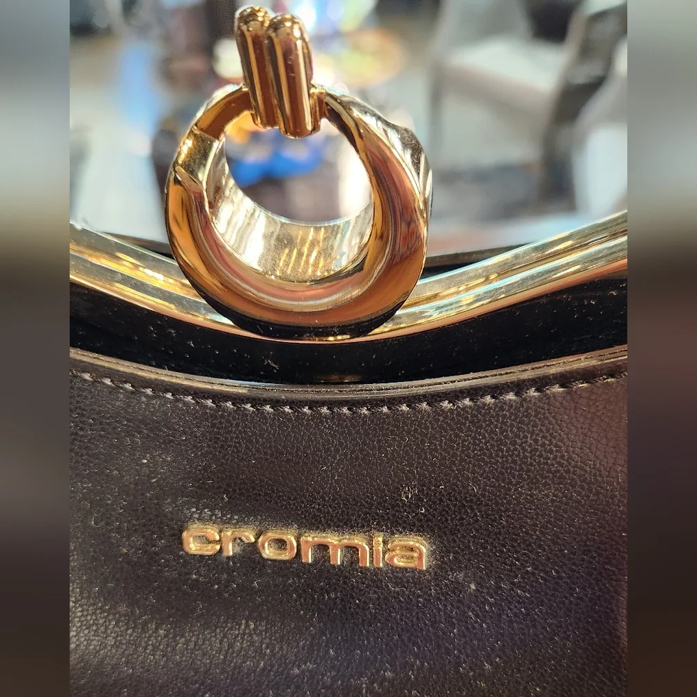 Cromia Italian Black Leather Bag - Picture 2 of 11